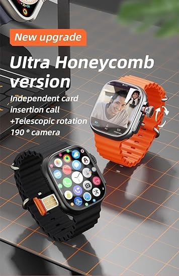 SE HUB S9 Ultra 2.04 Amoled Large Screen with 5G sim Watch Rotating Camera | S9 Ultra Smart Watch | Smart Watch for Men & Women (Silver) WITH 2 STRAPS